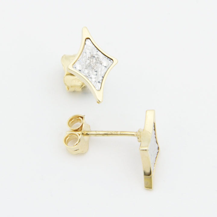 K18コンビカラーゴールド ダイヤモンドカットピアス