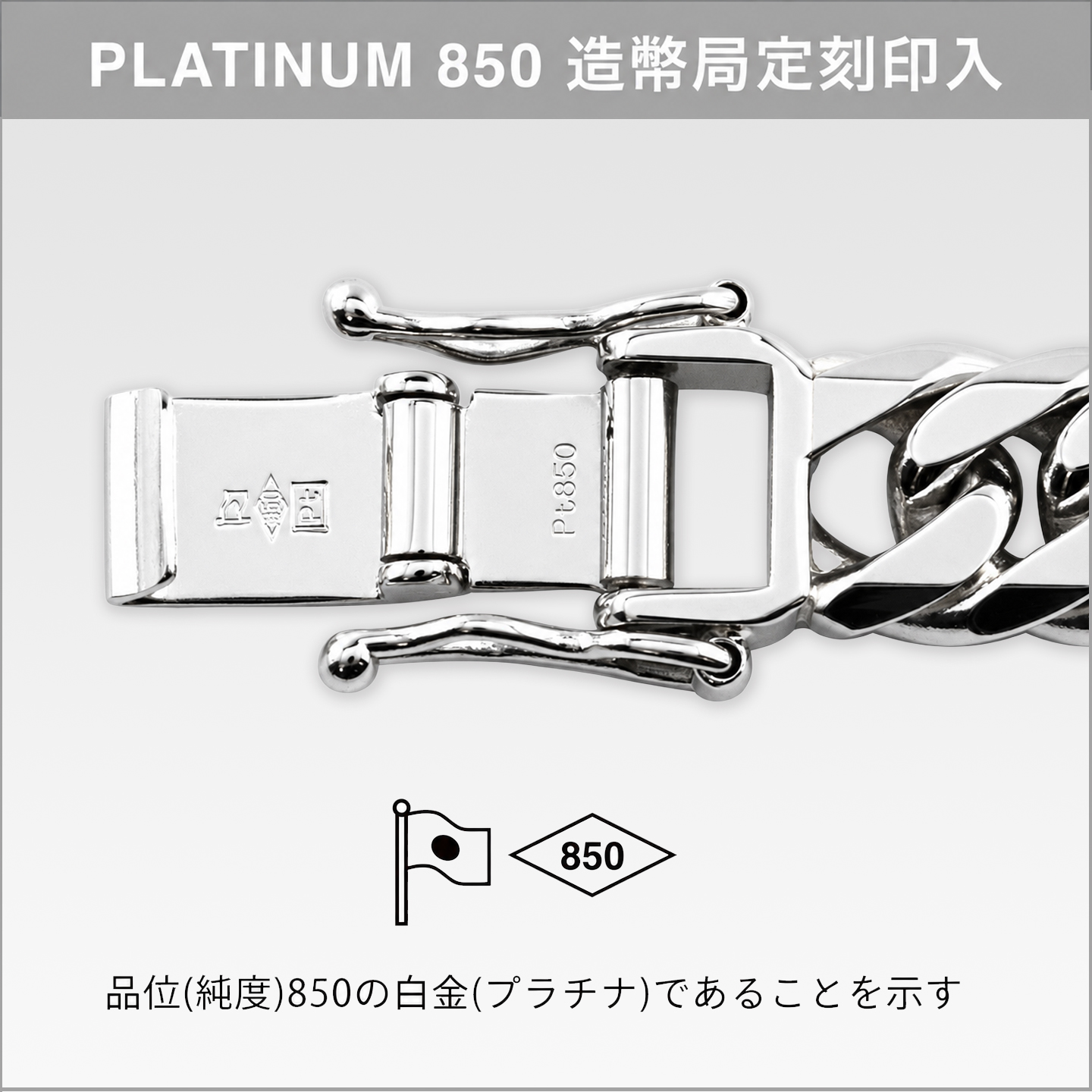 Pt850プラチナ　喜平ネックレス（6面ダブル・50㎝・50G） 商品画像4