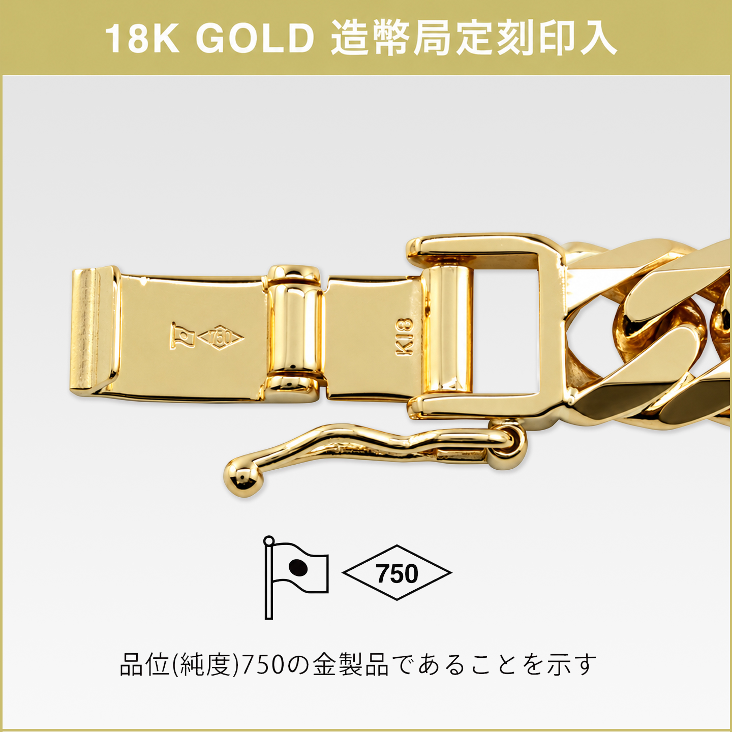 K18イエローゴールド　喜平ネックレス（6面ダブル・50㎝・50G） 商品画像4